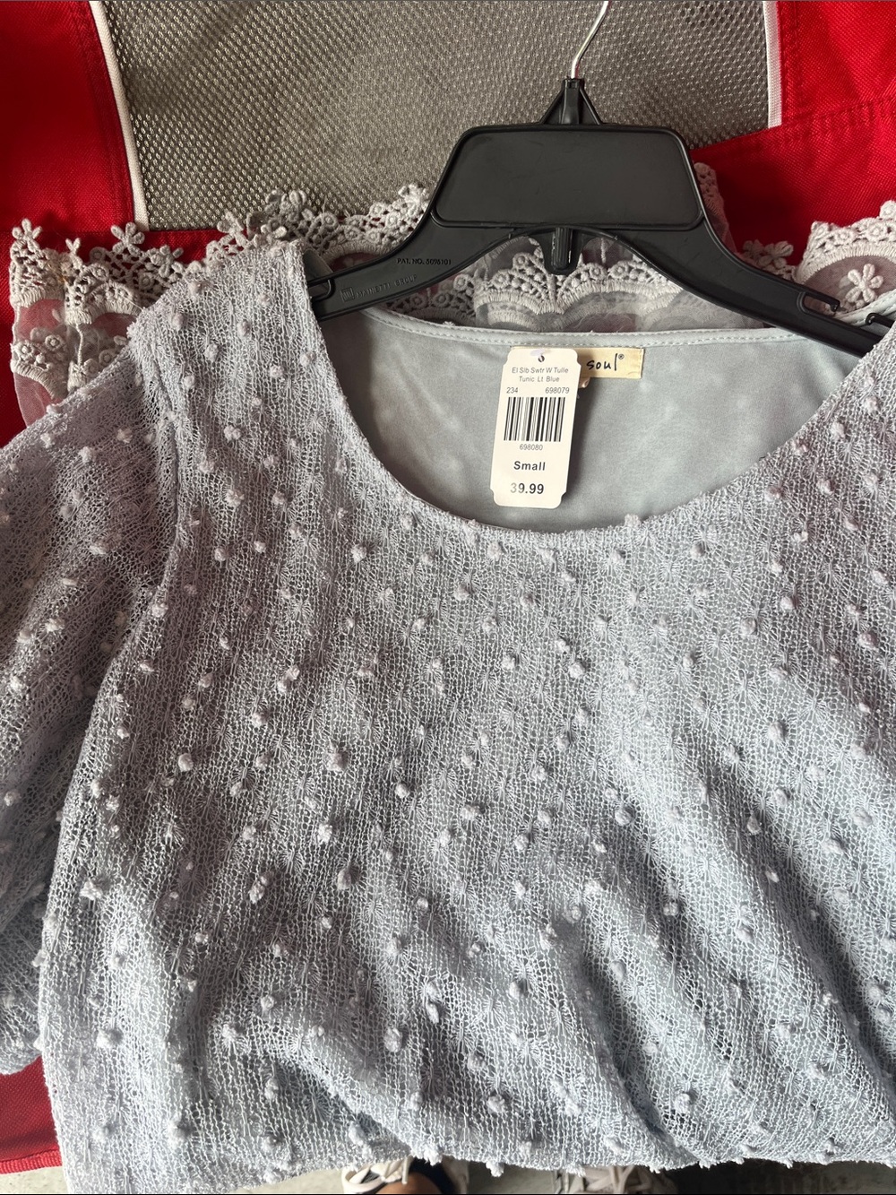 indigo soul Light Gray Dot Texture Crew Neck Sweater